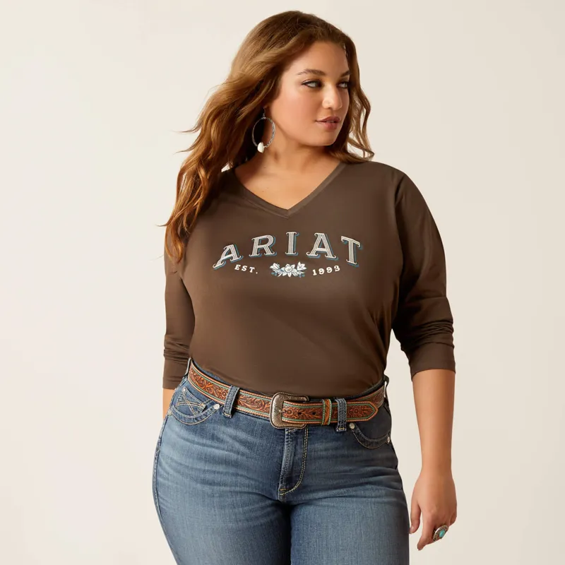 Ariat Women's Flora Long Sleeve T-Shirt - Banyan Bark-1